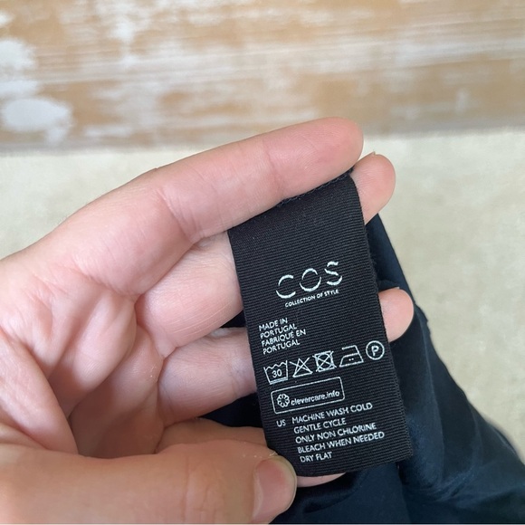 COS Tricot Ruched Gathered Sheath Dress Navy Career Classic Minimalist Womens S - Picture 4 of 5